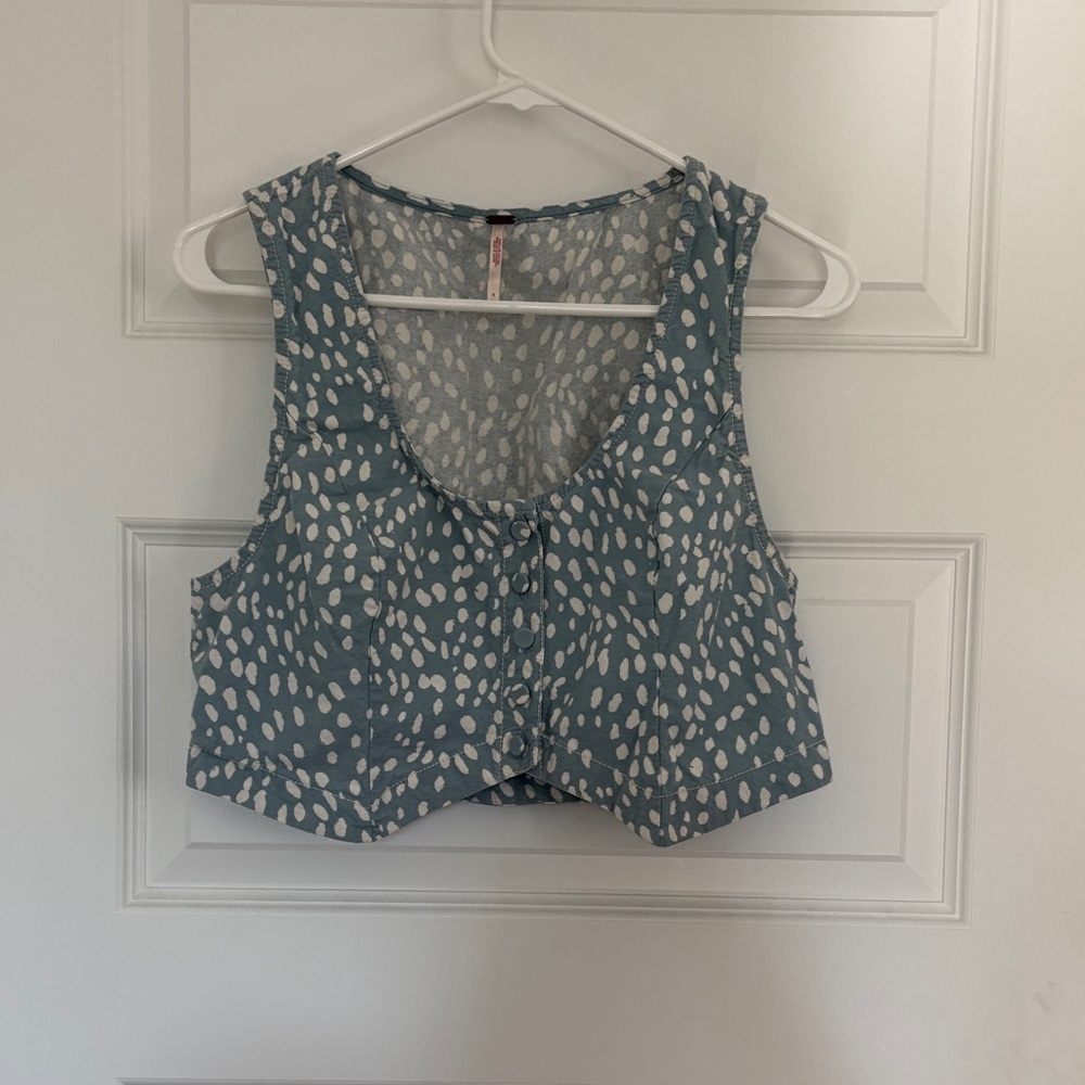 Free People Bennett cloud Top Cropped Vest (top only. Size 8